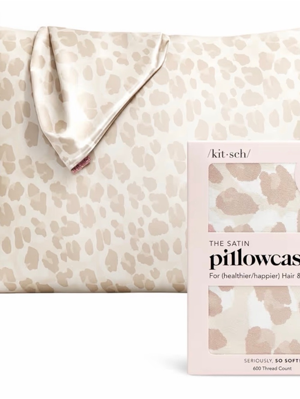NWOT Kitsch Satin Pillowcase with Zipper for Hair & Skin, Leopard